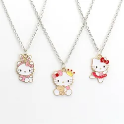 Kawaii Sanrio Anime Hello Kitty Alloy Necklace Cartoon KT Cat Pendant Girl Sexy Collar Chain As A Holiday Gift for Girlfriend