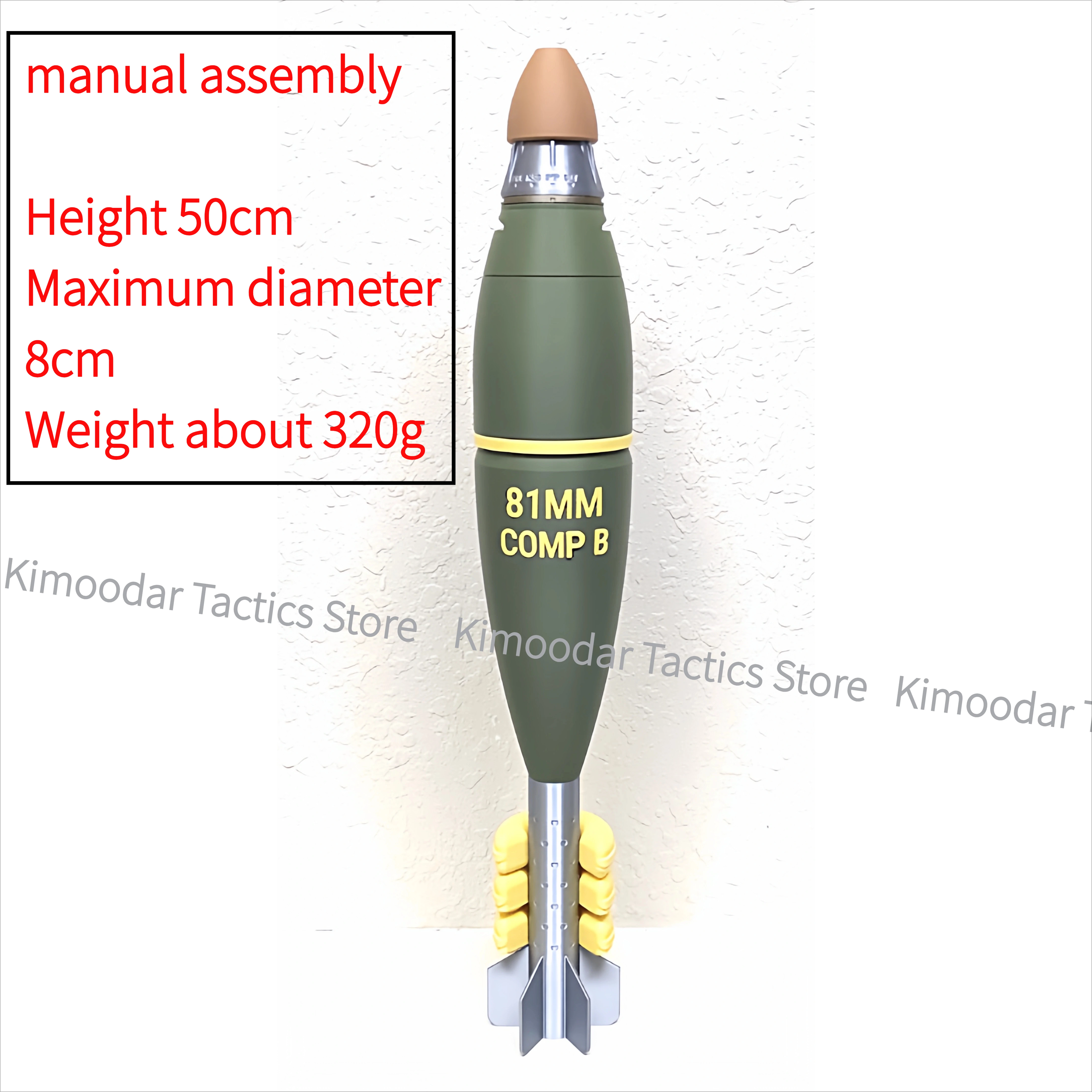 3D Printed US 81mm Mortar Model M821 Static No Functional Military Fans Collection Ornament Teach Tool Manual Assembly DIY Model
