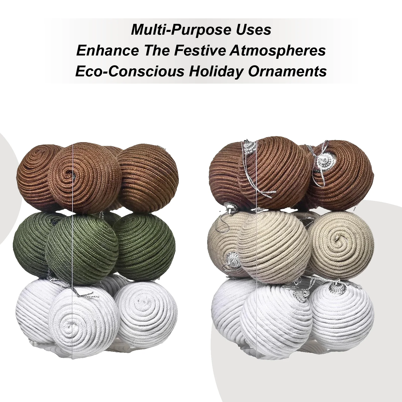 

12 Pieces Christmas Tree Balls Cotton Rope Christmas Ornaments Handmade Christmas Tree Balls Decorations Holiday Supplies