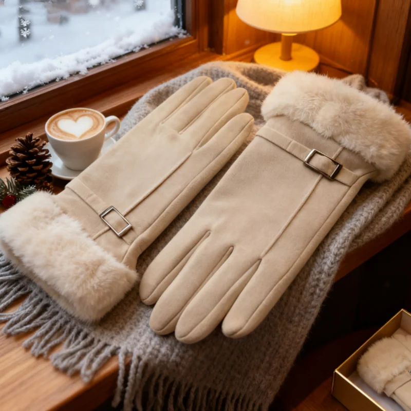 

НОВЫЕ женские модные варежки, милые пушистые теплые перчатки с сенсорным экраном, дизайн с полным пальцем для осенне-зимнего использования на открытом воздухе и на каждый день