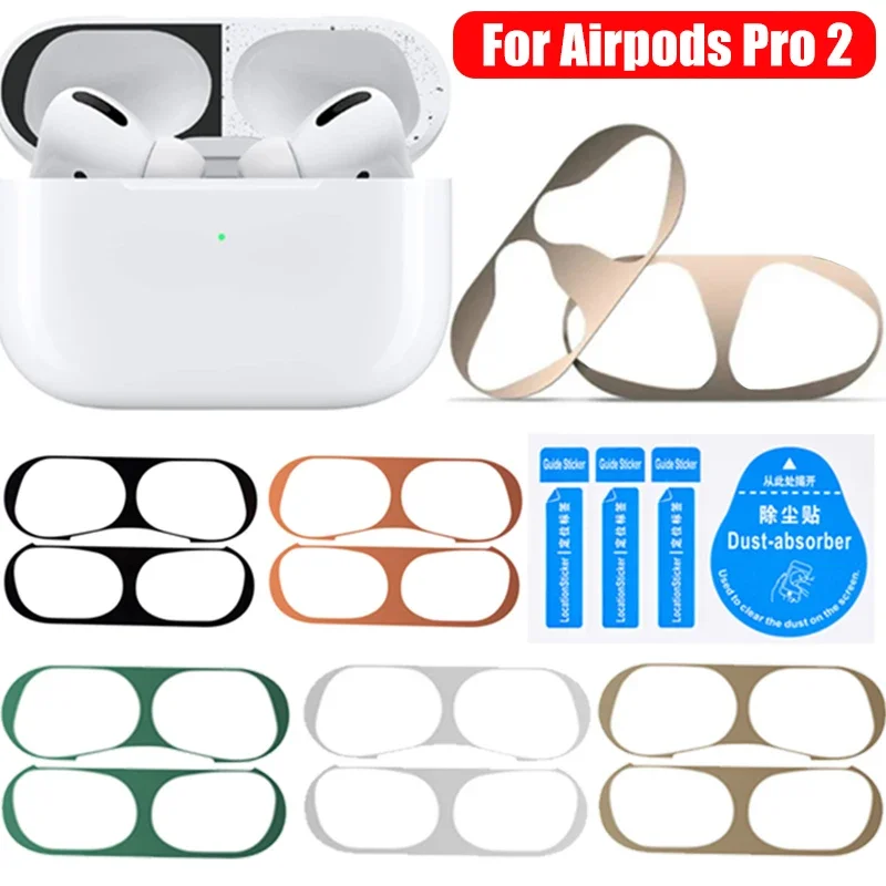 Metal Dust Guard Sticker for Apple Airpods Pro Headphone Covers for Airpods Pro2 Dust-proof Anti-scratch Earbuds Protective Film