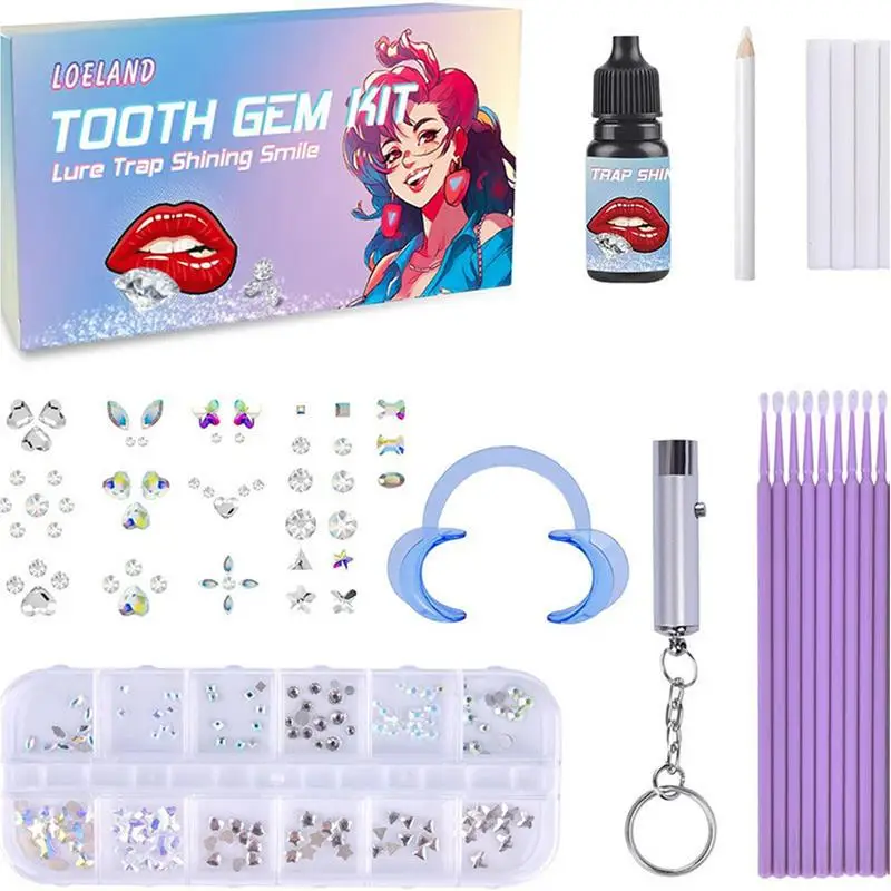 Tooth Gem Kit Tooth Fashionable Crystal Jewelry Kit Gems Kit Professional Cool Artificial Tooth Gems Starter Kit For Teeth