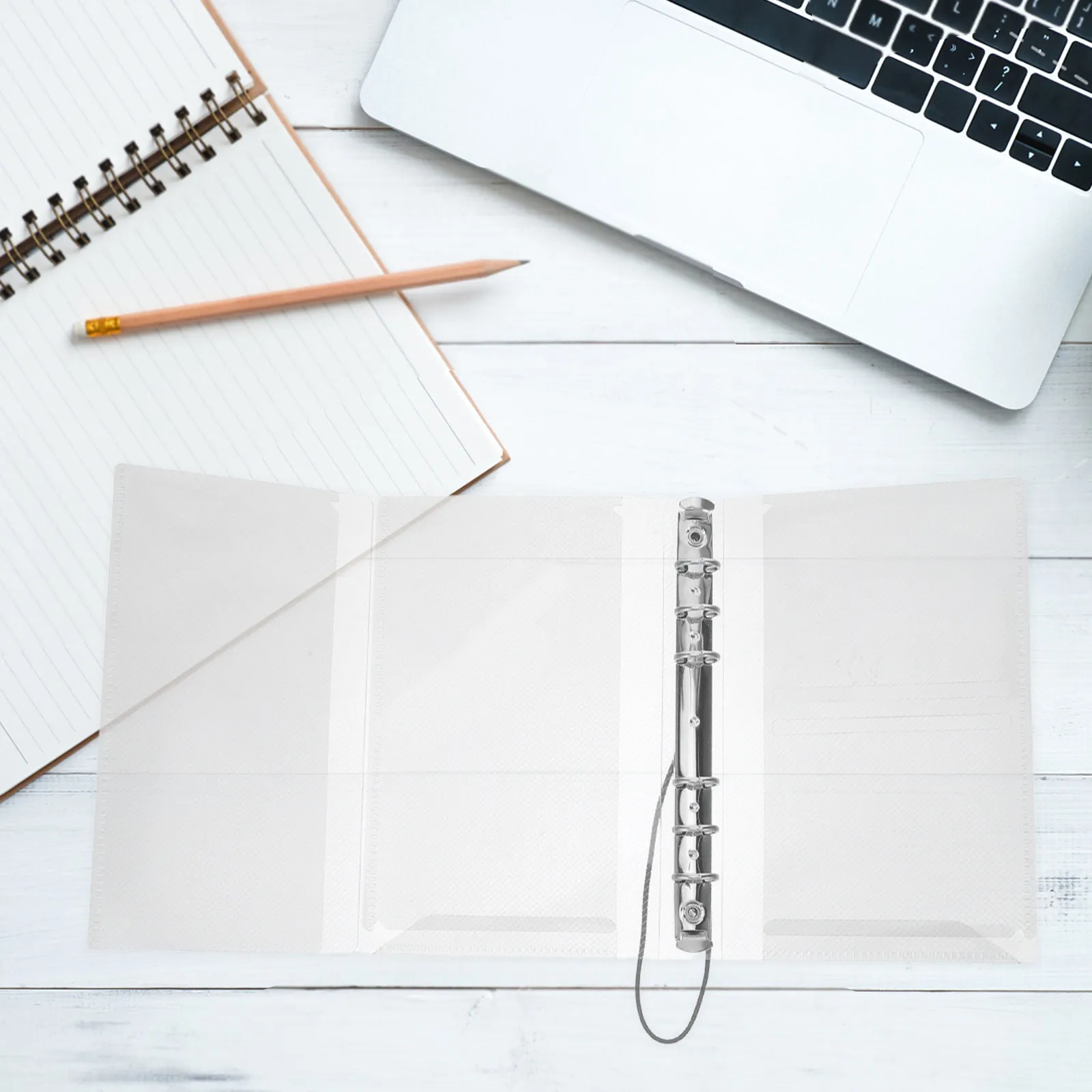 3Pcs Clear A6 Notebook Cover Refillable Soft Binder Elastic Band Round Ring Organizer Budget Planner Meeting School Office view 3