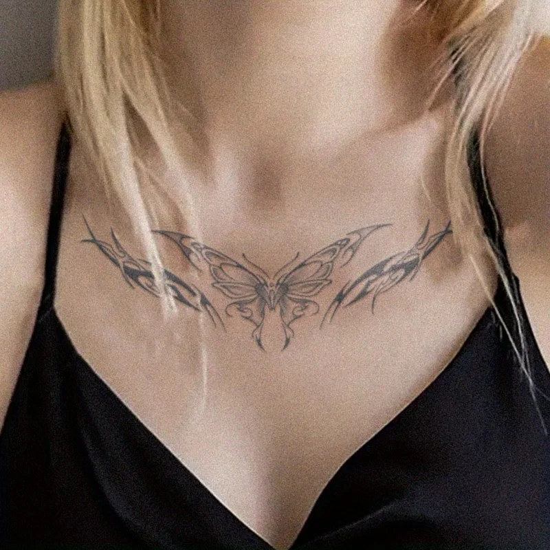 Phantom Butterfly Sexy Premium Herbal Semi-Permanent Fake Tattoo Stickers, Waterproof Long-Lasting Non-Reflective Temporary Body