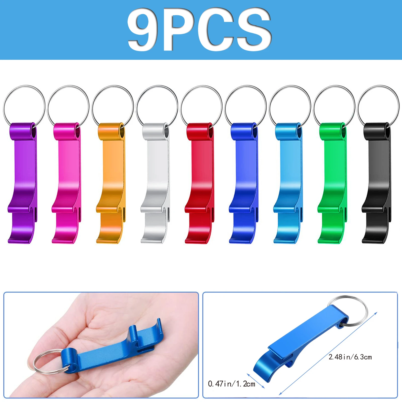 

9Pcs Bottle Opener Key Ring Chain Portable Metal Mini Beer Can Opener Keychain Metal Beer Kitchen Bar Tools Accessories
