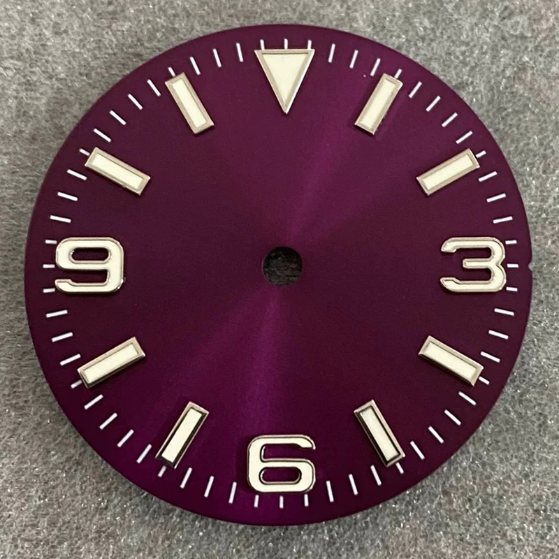28,5 mm kein Logo-Zifferblatt, Solar-Nageldekoration, grünes Leuchtzifferblatt + Zeiger, Zifferblatt für NH35/NH36/4R/7S-Uhrwerk, modifizierte Reparatur – Detail 8