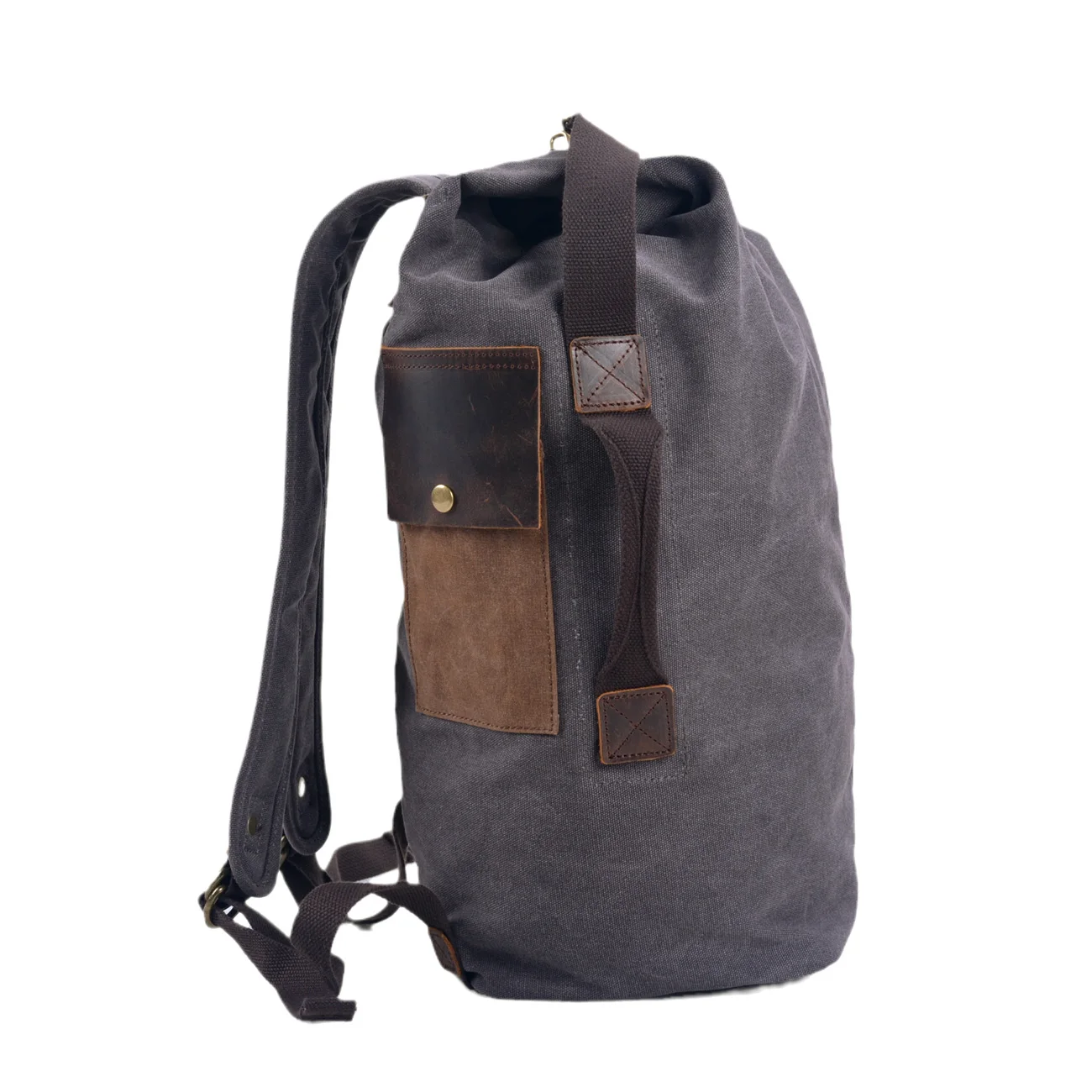 Vintage Simple Canvas Backpack Large Capacity Cylinder Bag Outdoor Sports Backpack Travel Mountaineering Backpack