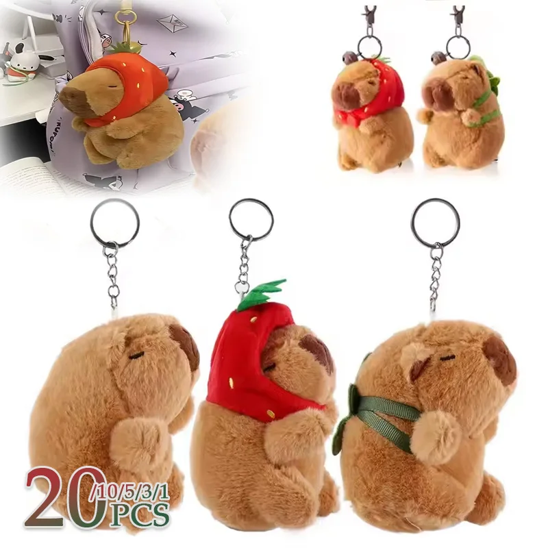 

1~20PCS Kapybara Pendant Plush Toy Pendant Cute Cartoon Water Dolphin Keychain Bag Pendant Desktop Doll Ornament Car Accessories
