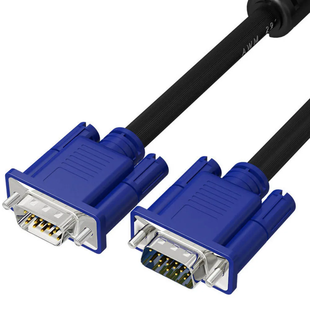 VGA 3+6 1080P HD Video Cable Male‑Male Copper Core Double Ferrite Core 15‑pin Support DDC for PC Monitor Projector 1/1.5/3/5/10m