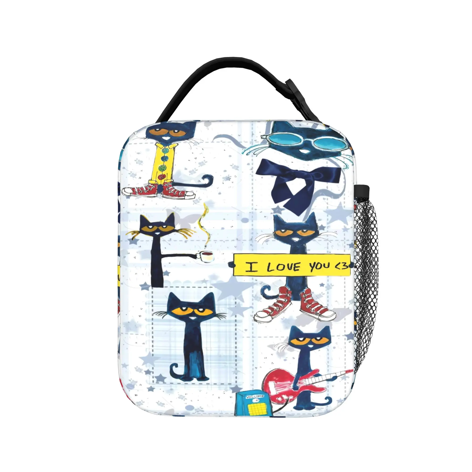 Pete the Cat and His White Shoes Lunch Bag For Unisex  Lunch Box Vintage Office Cooler Bag Portable Oxford Thermal Lunch Bags