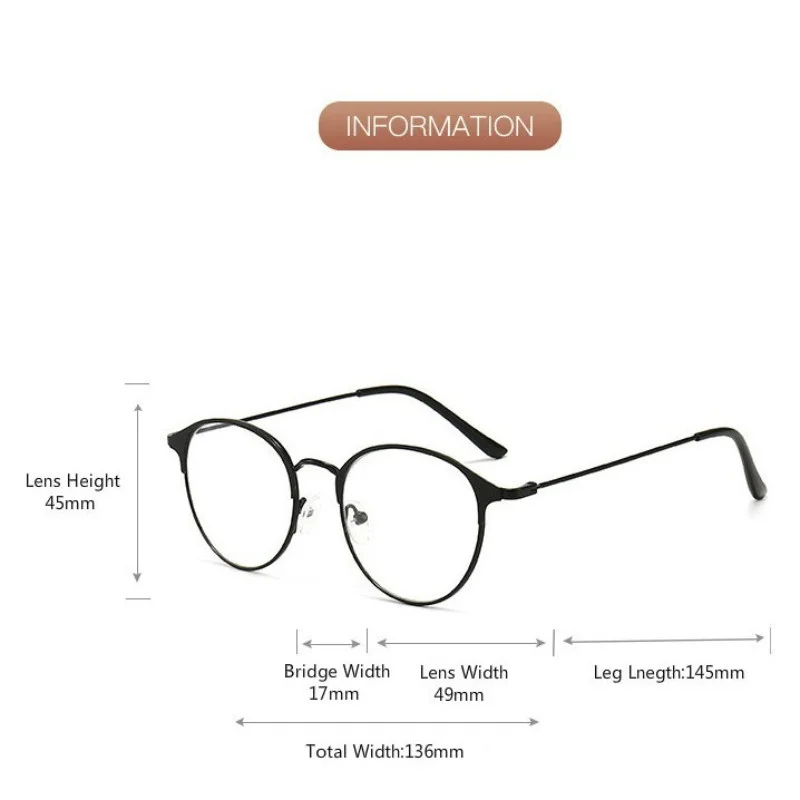 Koreanische Anti-Strahlungs-Brille mit Rundem Metallrahmen für Damen und Herren, Blaulichtfilter-Brille – Detail 6
