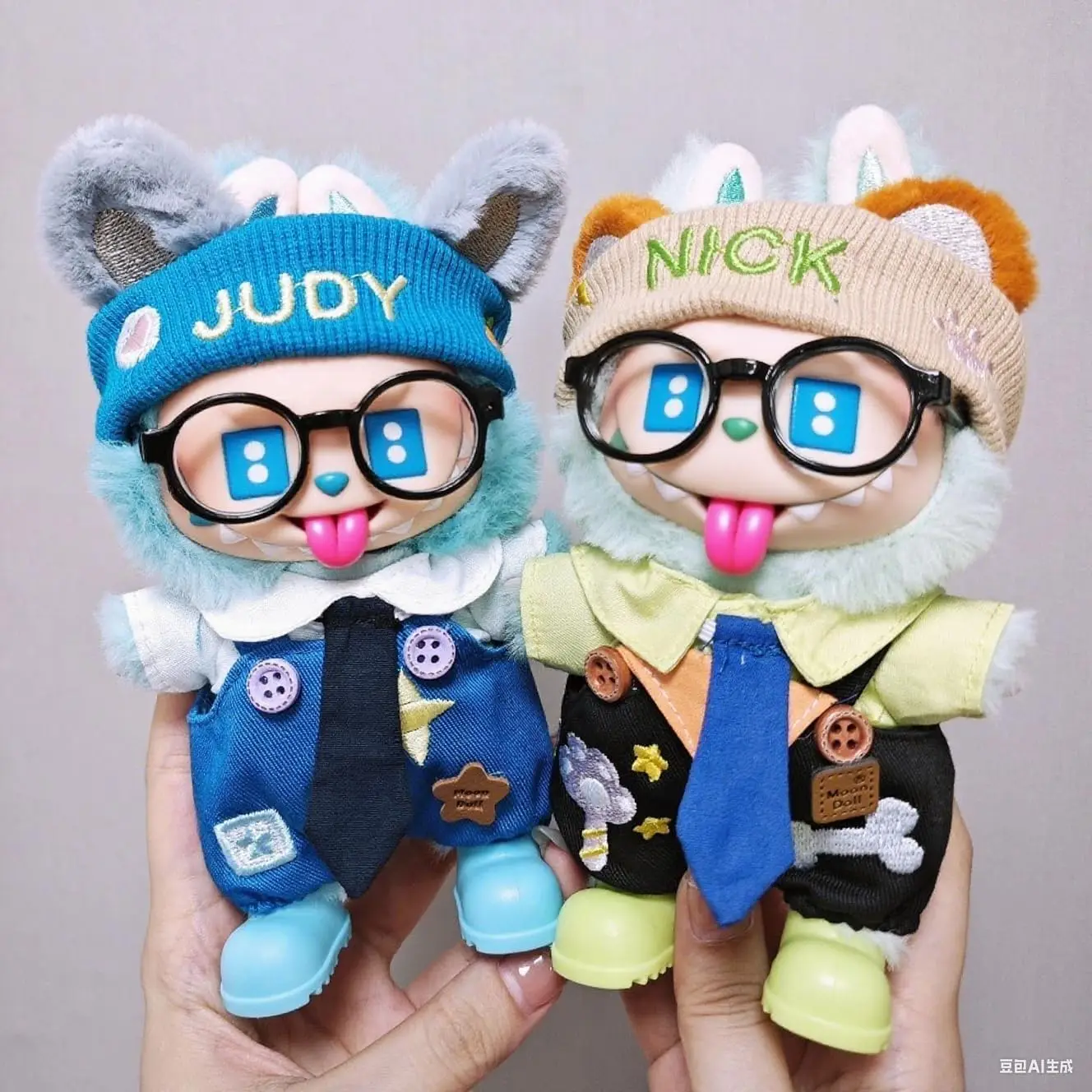 

Комплект одежды Fit Labubu, 1, 2 и 3 — комбинезон с принтом звезды и костей с галстуком, модный кукольный костюм для коллекционеров и любителей игрушек (синий)