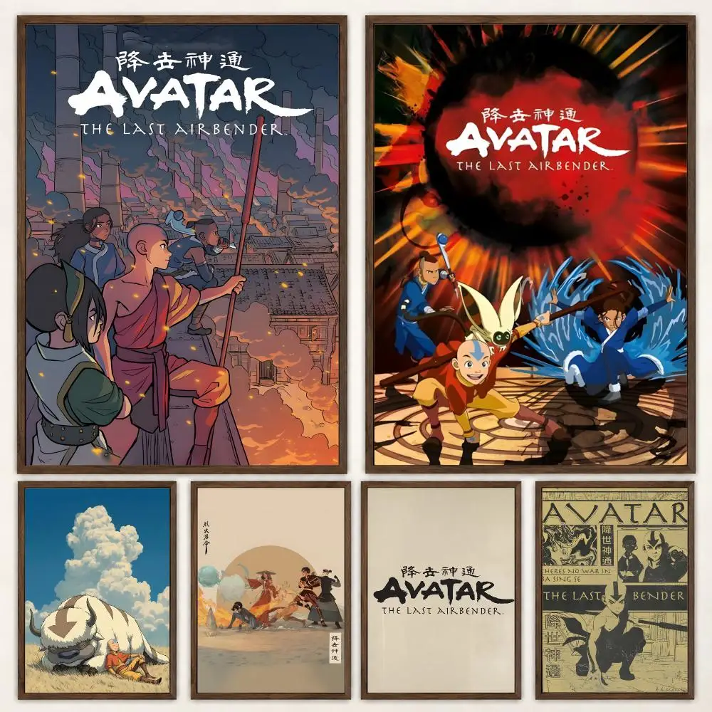 Popular Fantasy Animated Series Avatar The Last Airbender Poster Self‑Adhesive Waterproof Poster Sticker Wall Art Home Decor