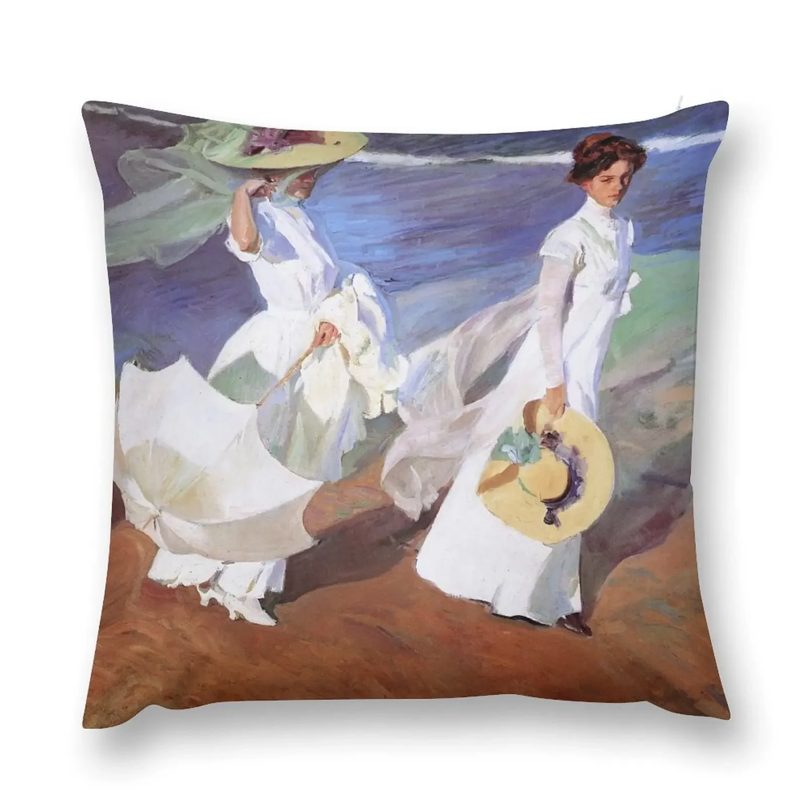 

Joaquin Sorolla Women Walking on the Beach Impressionist Painting Throw Pillow Sofa Cushions Cover sleeping pillows pillow