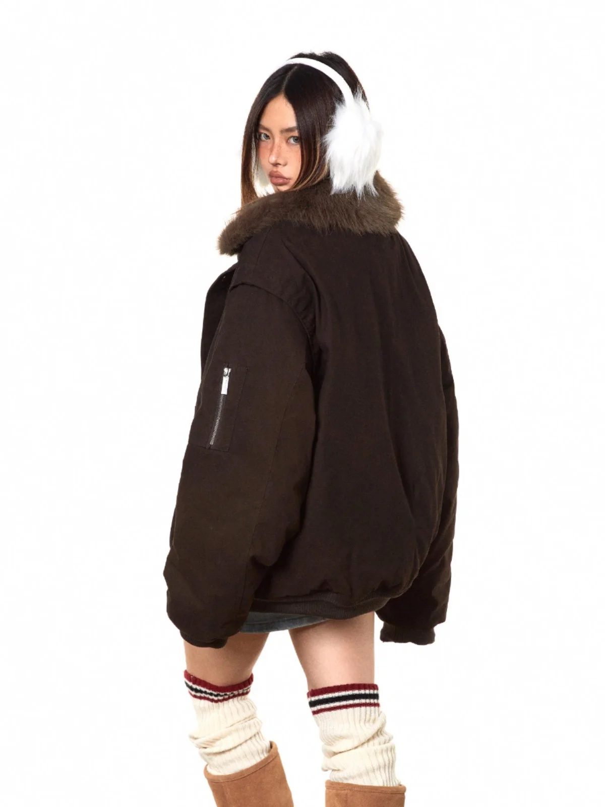 高品質アメリカンスレパーカダウンジャケット、大きなファー襟付き、取り外し可能なスタンドカラー、暖かいコットン生地のレディースコート