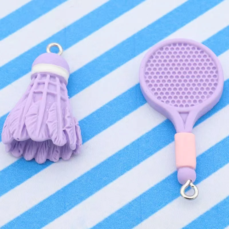 Earring For Women Chidren Resin Handmade Simulation Badminton Badminton Racket Drop Earrings Funny Gift