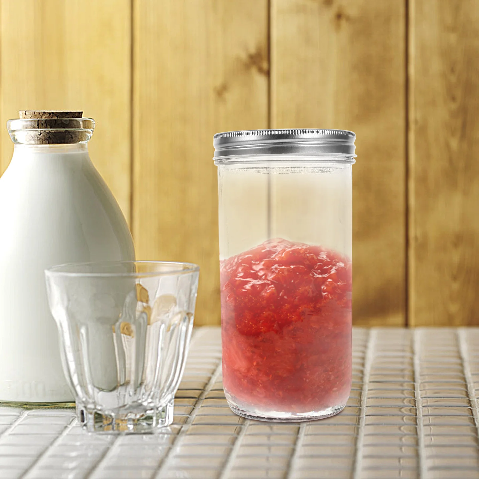 

2Pcs Transparent Storage Jars Clear Glass Containers Airtight Kitchen Household Honey Jam Dispensers Small Glass Pots