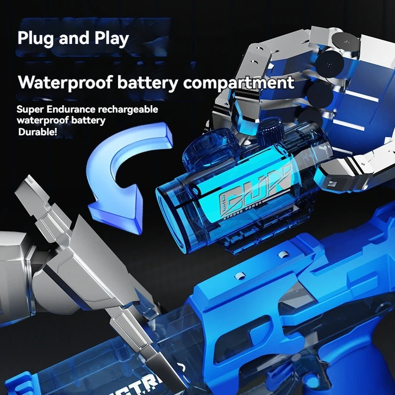 مسدس مياه كهربائي أوتوماتيكي جديد مع بخاخات إضاءة للمياه بشكل مستمر عالي الضغط عالي السرعة ألعاب مسدس مياه قوي