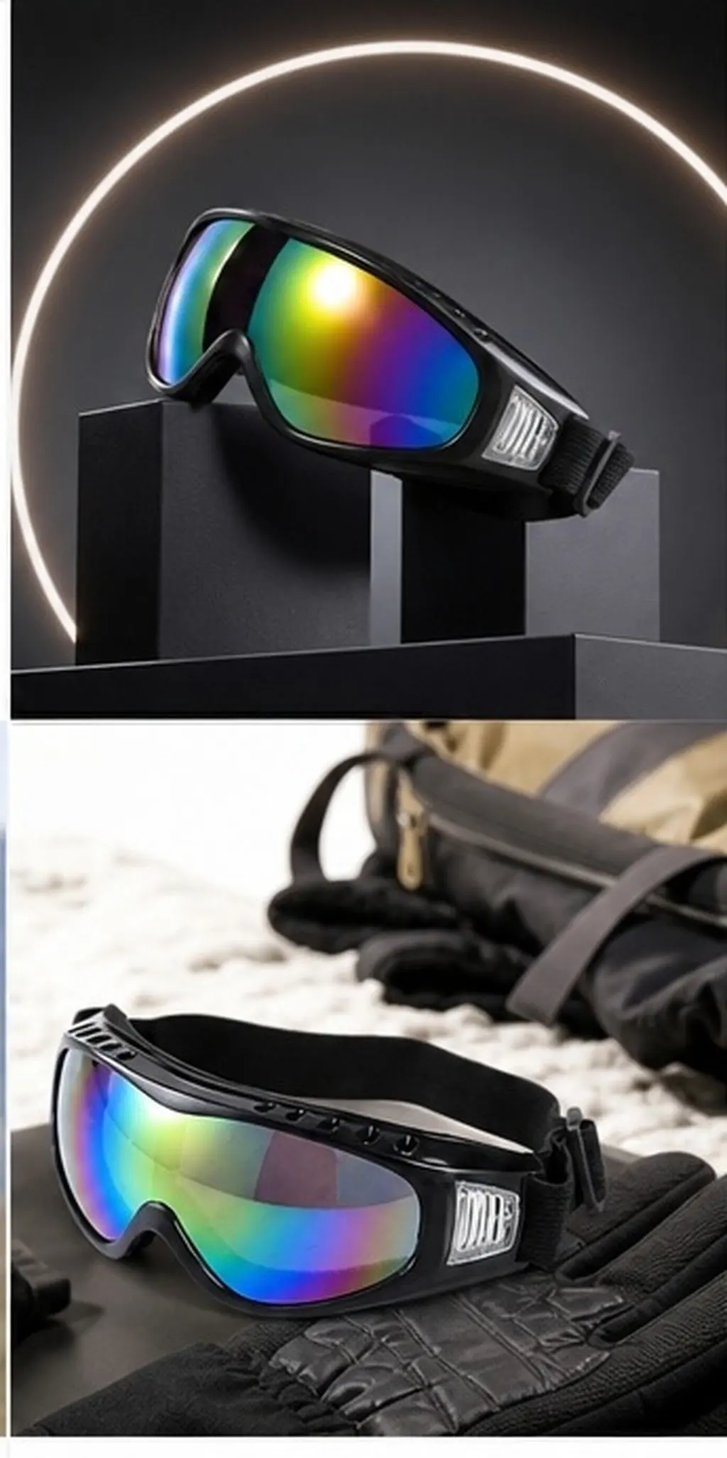 Uv400 Windproof Outdoor Ski Protective Goggles Blue Frame Colorful Lens Safety Glasses Cycling Motorcross Safety Goggles