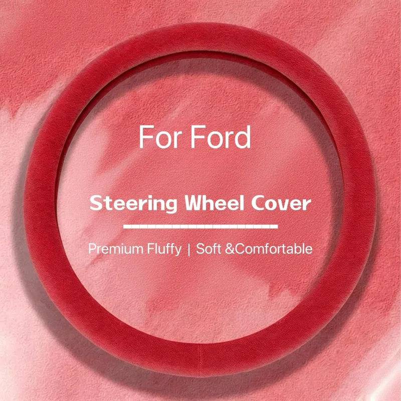 Suitable for Ford Suede Steering Wheel Cover, New All Seasons, Anti-Slip Sweat Absorbent, Ultra Thin, Men Women, Premium 38cm