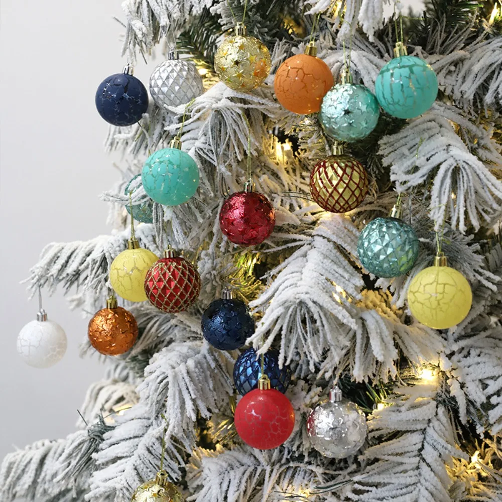 12Pcs/Box Electroplated Painted Ball Christmas Tree Ornament Plastic New Year Christmas Gifts Boxes Pendant Hanging Ornament