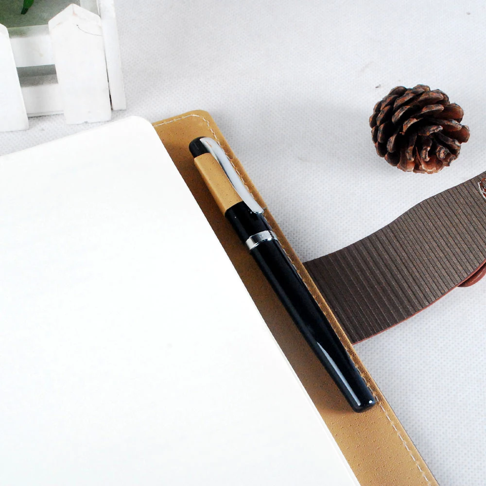 (Can Engrave Logo) A5 Leather Buckle Notebook, Business Meeting Notebook, Student Subject Notebook, Notepad, Diary, Lined Pages