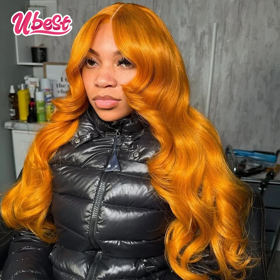 13X6 13X4 Transparent Lace Front Body Wave Wig 100% Human Hair Ginger Orange Colored 5X5 Closure Wig Pre Plucked For Women