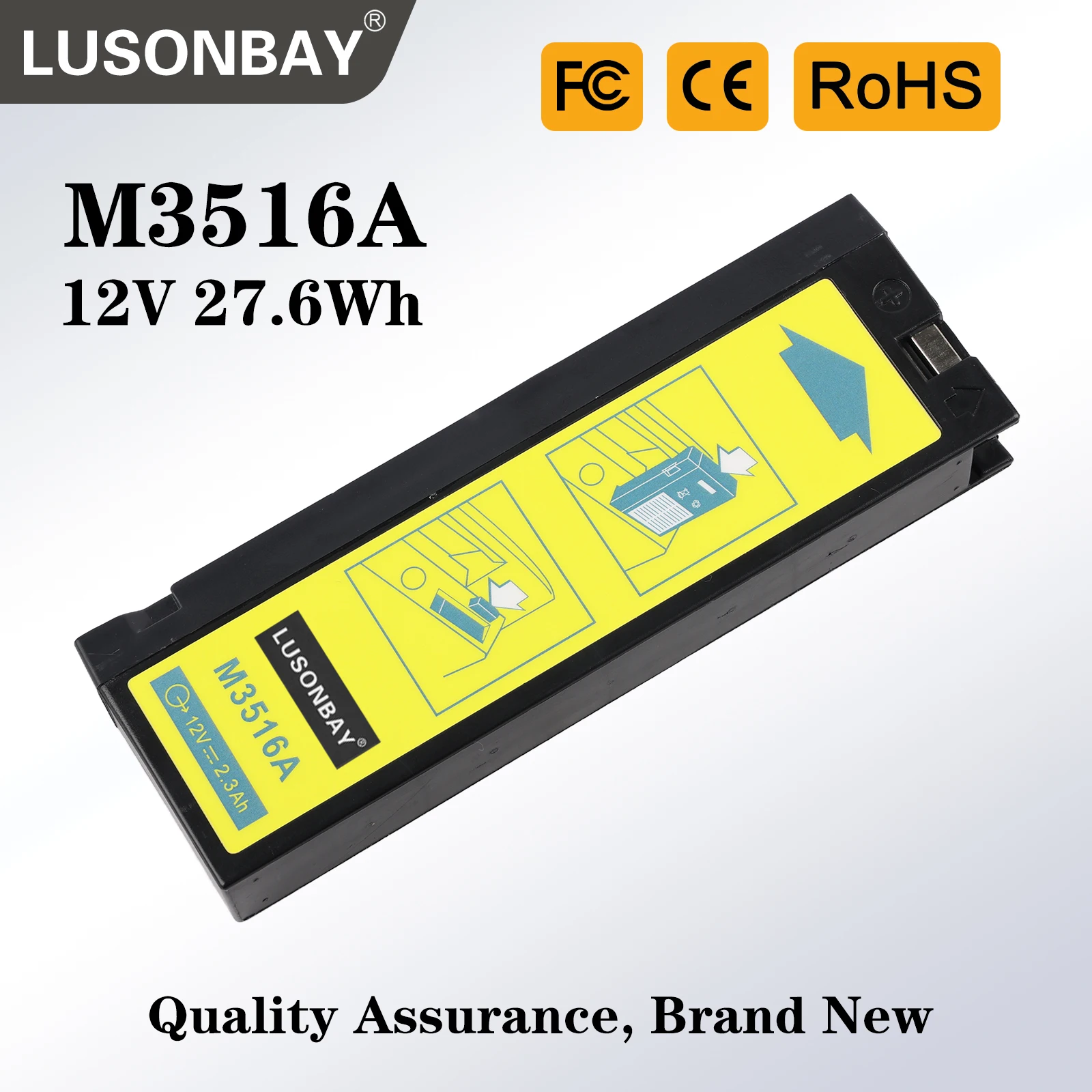 

LUSONBAY M3516A Replacement Battery for Philips Defibrillator Monitor LCT-1912ANK LC-T121R8PG Heartstart XL M4735A M3516A 2.3Ah