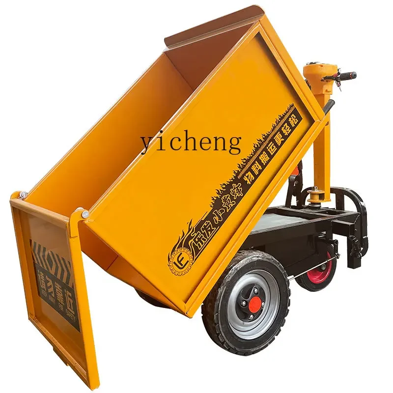 Tqh Construction Site Electric Trailer Engineering Three-Wheel Dumptruck Pull Cement Brick Trolley