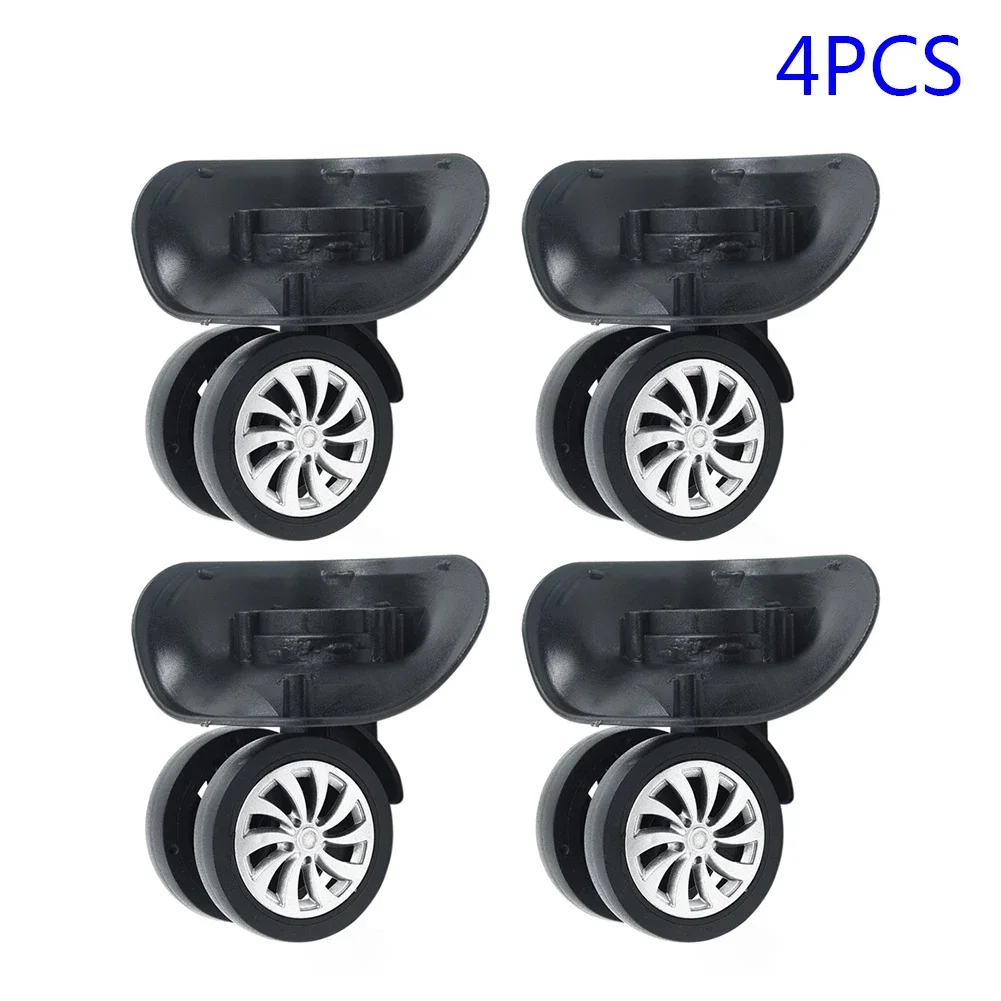 4pcs/set Replacement Luggage Suitcase Wheels Swivel Universal Swivel Wheel Black Dual Roller Wheels Outdoor Travel Accessories