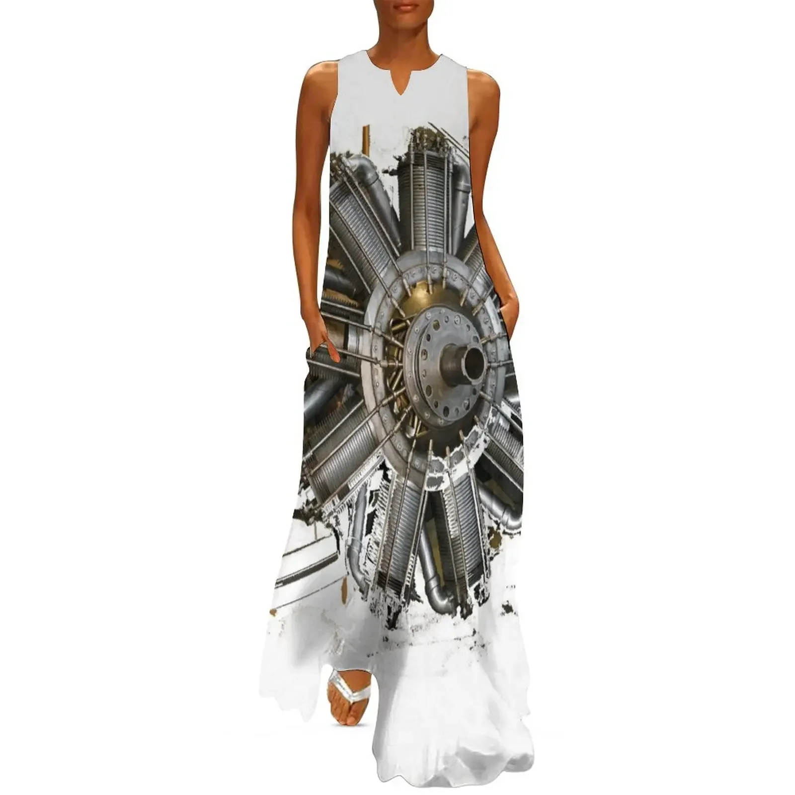 

Abstract Airplane Engine Long Dress Summer women's clothing luxury women's party dress evening prom dresses for prom Dress