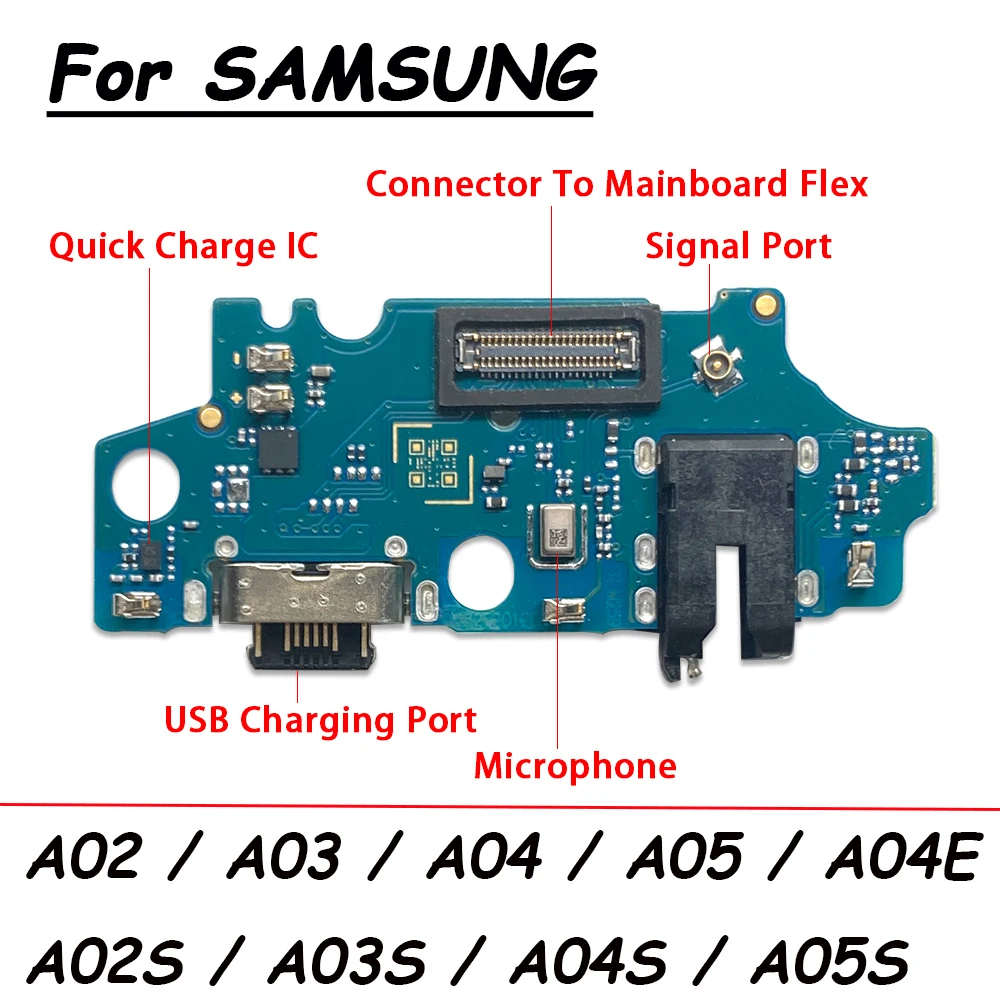 Tested USB With Micro Charging Port Charger Dock Flex Cable With IC Microphone Board For Samsung A02 A03 A04 A05 A02S A03S A04S