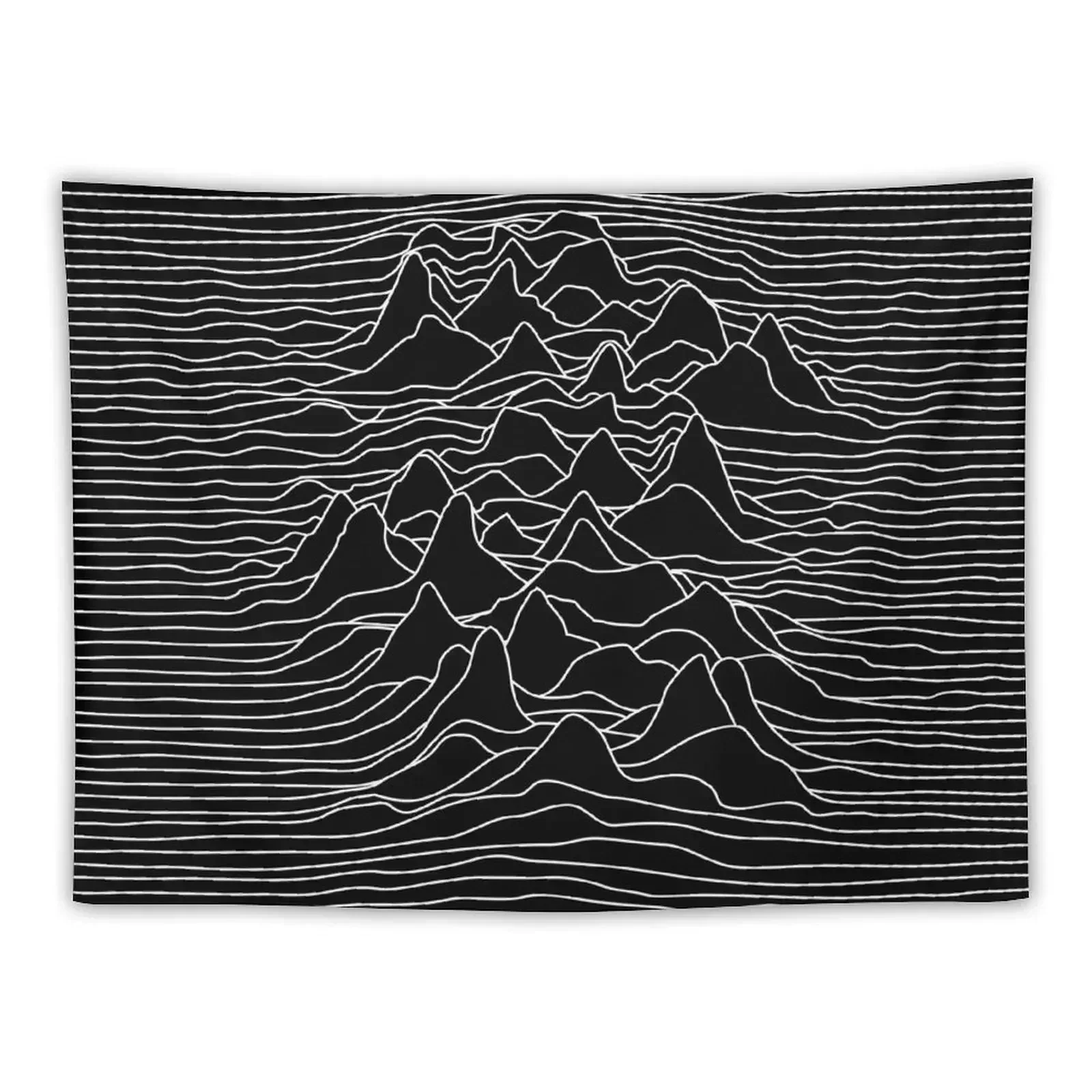 Black and white illustration - sound wave graphic- black Tapestry Room Design Room Ornaments Tapestry