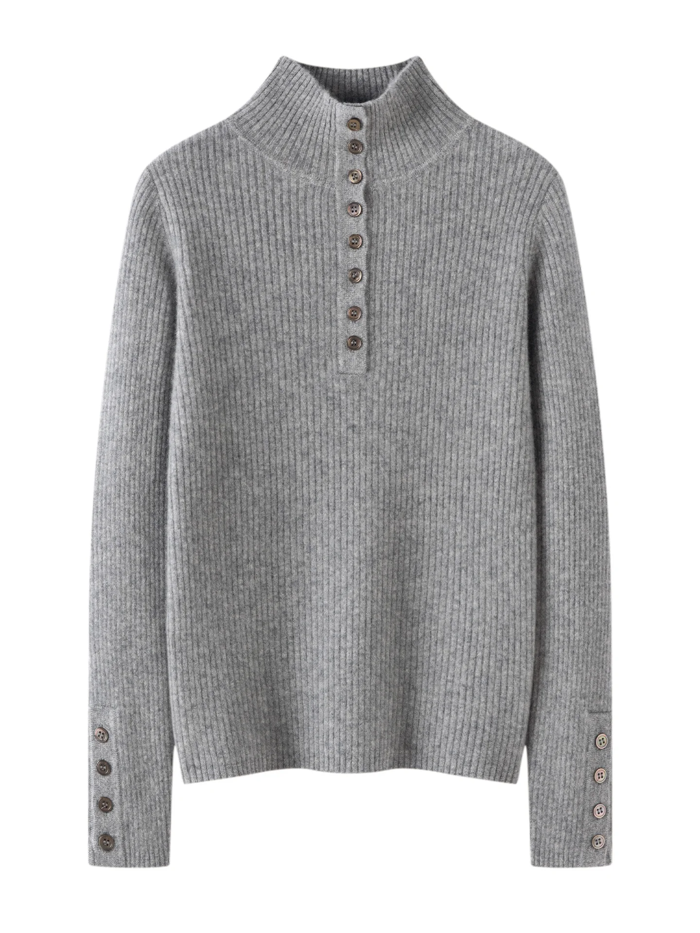 

Autumn and winter new 100% pure cashmere sweater half-open neck pullover slim knit sweater solid color Joker.