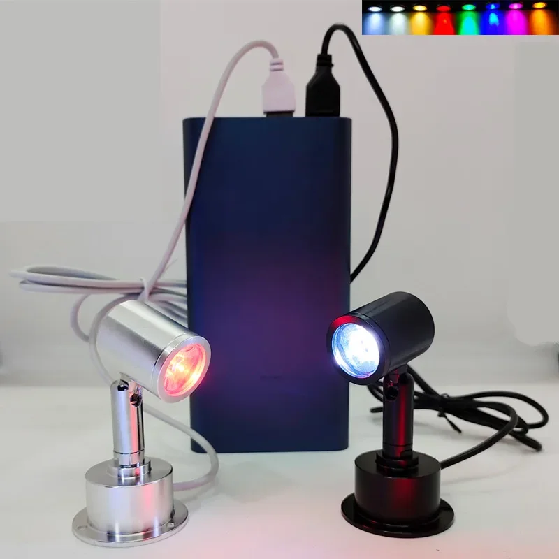 Led Spotlight USB DC5V 3W Jewelry Cabinet Showcase Counter Lamp Surface Mounted Ceiling Spot Light USB 5V Interface 2 in One