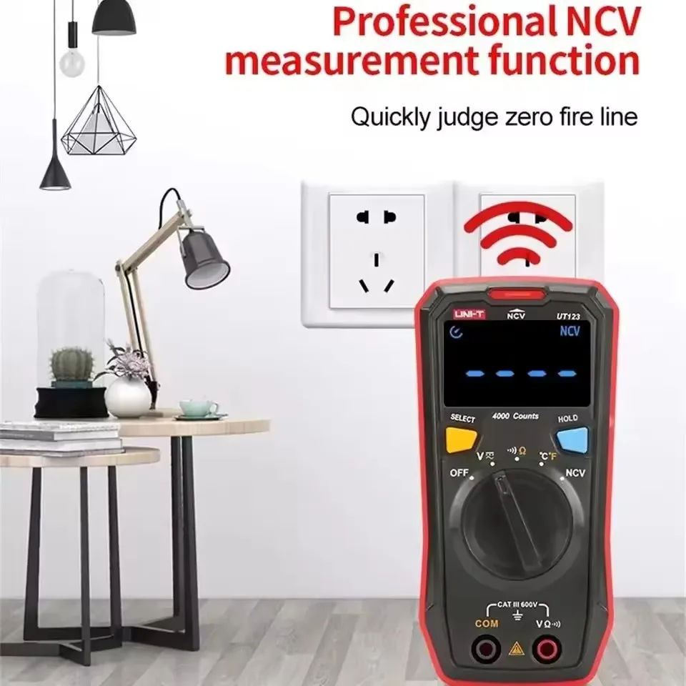 UNI-T UT123 Mini Digital Multimeter;AC DC Voltage meter;Resistance(Ohm) Temperatue tester;NCV/Continuity Test/EBTN Color Screen