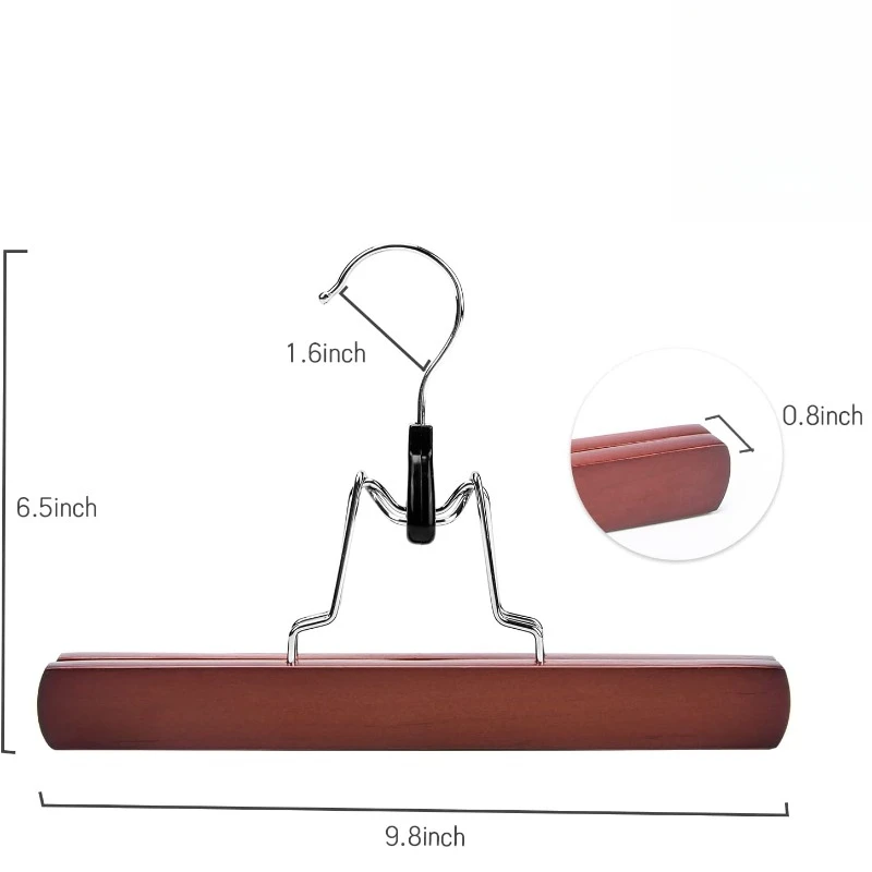 

Wooden Pants Skirt Hangers, Smooth Finish Solid Wood Non Slip Jeans Slack Clamp Hangers Hair Extension Hangers