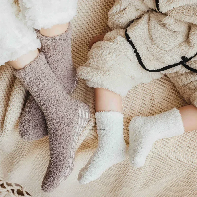 Winter Coral Fleece Children Socks Christmas Thick Warm Anti-slip Newborn Girls Boys Tube Socks Indoor Floor Socks for 0-5 Years