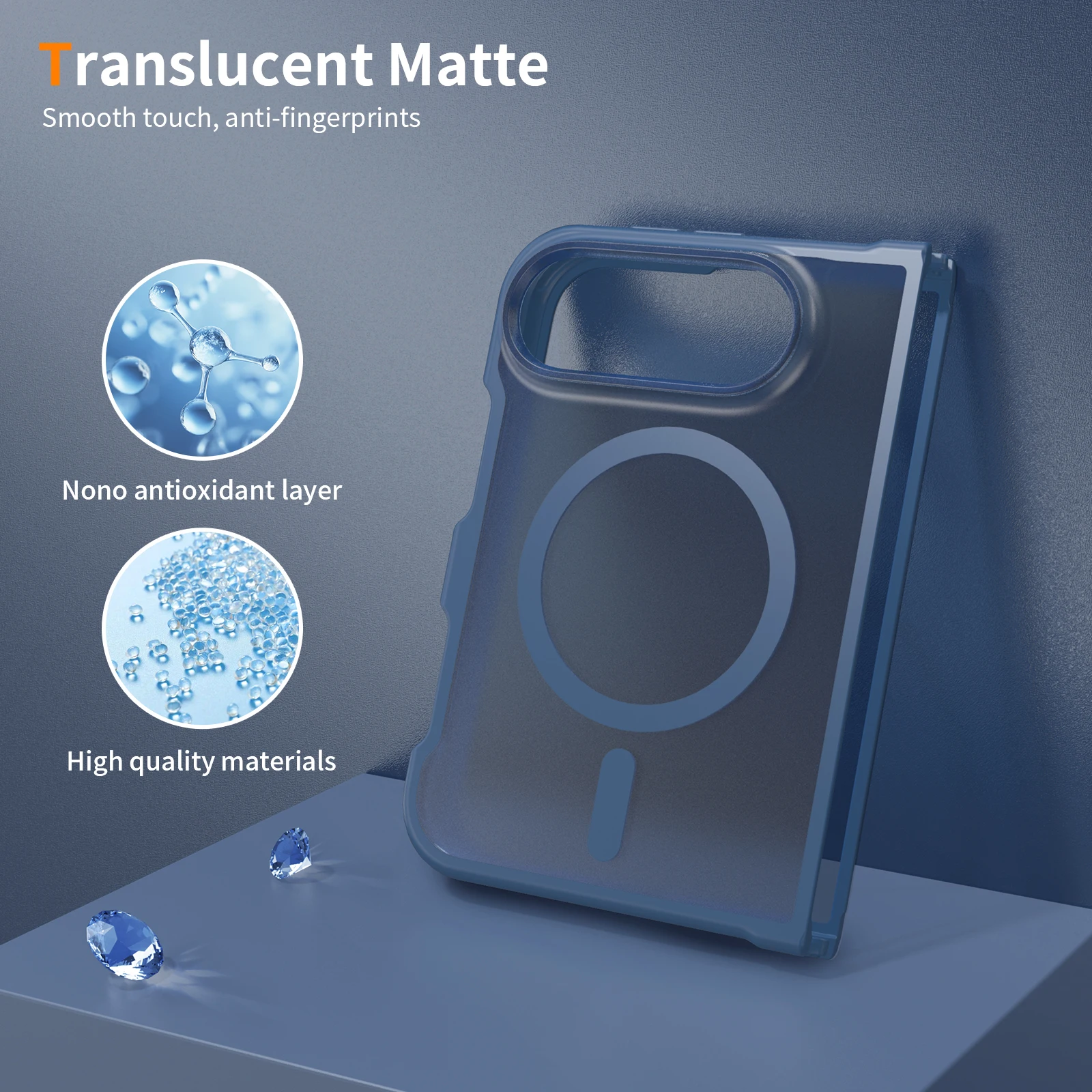 Für iPhone Duo Hülle Leistungsstarke Magnetische Saugkraft Hartschale TPU+PC Matt Anti-Sturz Handyhülle Transluzent Mattiert – Detail 18