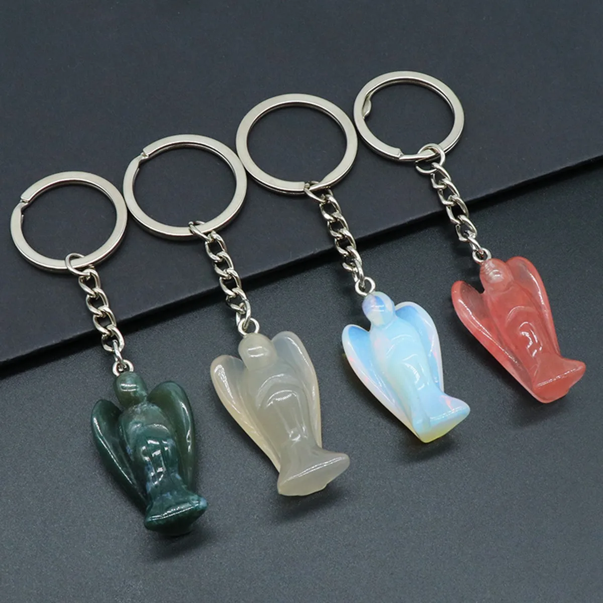 Creative Gemstone  Angel Keychain Party Favorite Children's Cartoon Pendant Bagpack Jewelry Christmas Halloween New Year Gift