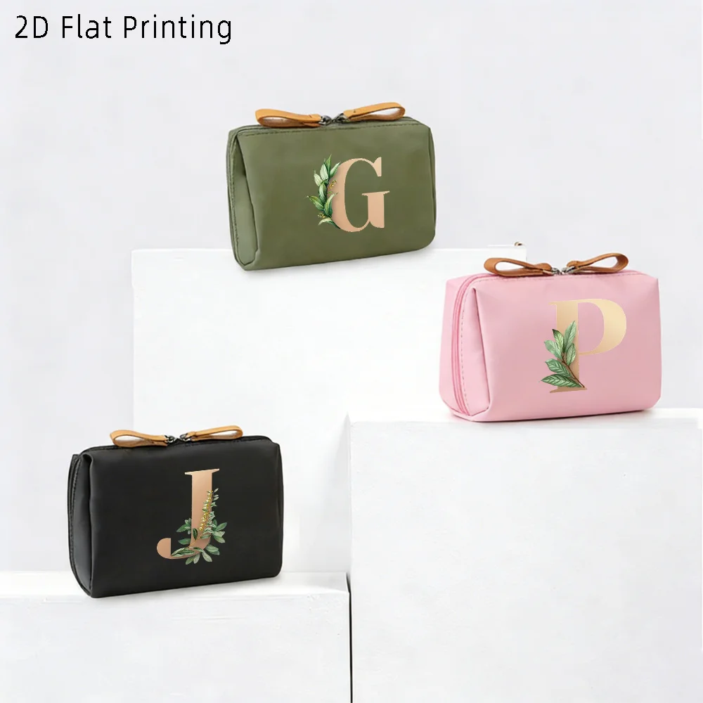 Kosmetiktasche mit 26 Buchstaben, florales Buchstabenmuster, tragbare Mini-Reisetasche für Damen, roter Umschlag, Kosmetik-Aufbewahrungstasche – Detail 2