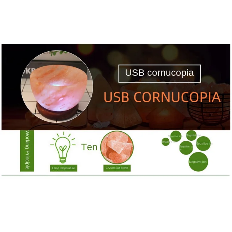 Himalayas Crystal Salt Lamp LED Colorful Color Changing Night Light Air Purifier Decorative Bedside Table Lamp Ornament