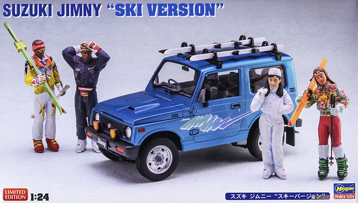 Static Assembled Car Model Hasegawa-20476 1/24 Scale For Suzuki Jimny Ski Edition with Doll Car Model Kit