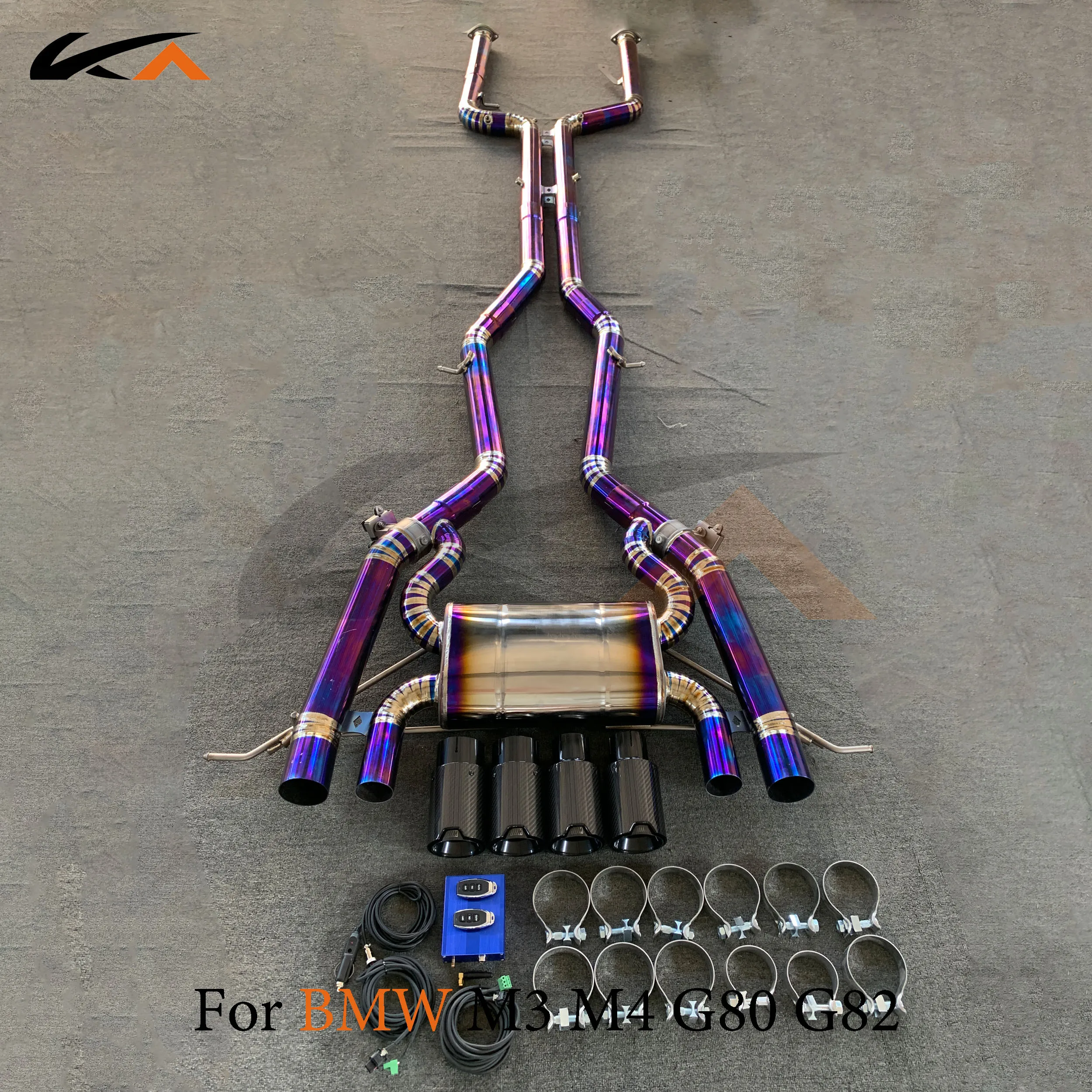 KA Tuning exhaust system titanium alloy catback for BMW M3 M4 G80 G82 3.0T rear section performance parts muffler valve