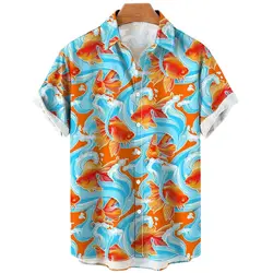 Summer Men's Shirt Animal Seahorse Fish Love Loose 3d Hawaiian Clothing For MenTops Cute Casual Short-sleeved Clothes
