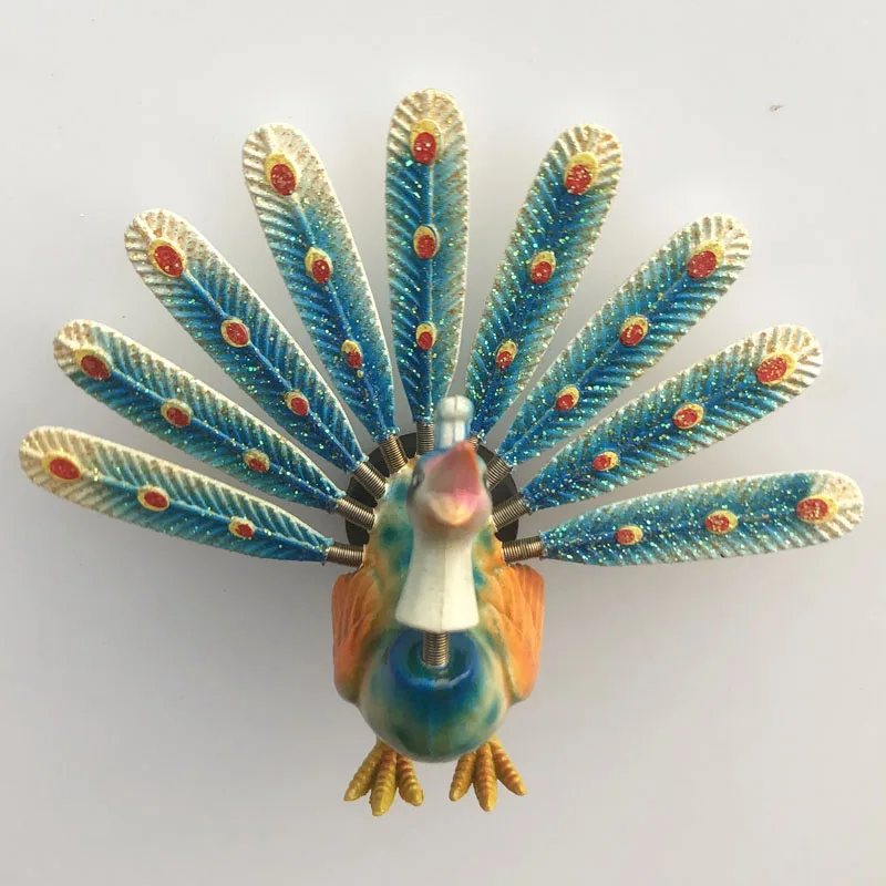 proud as a peacock  Creative,Travel,Commemorate,Crafts,3D,Ornaments,Magnetism,Resin Material,Refrigerator Stickers