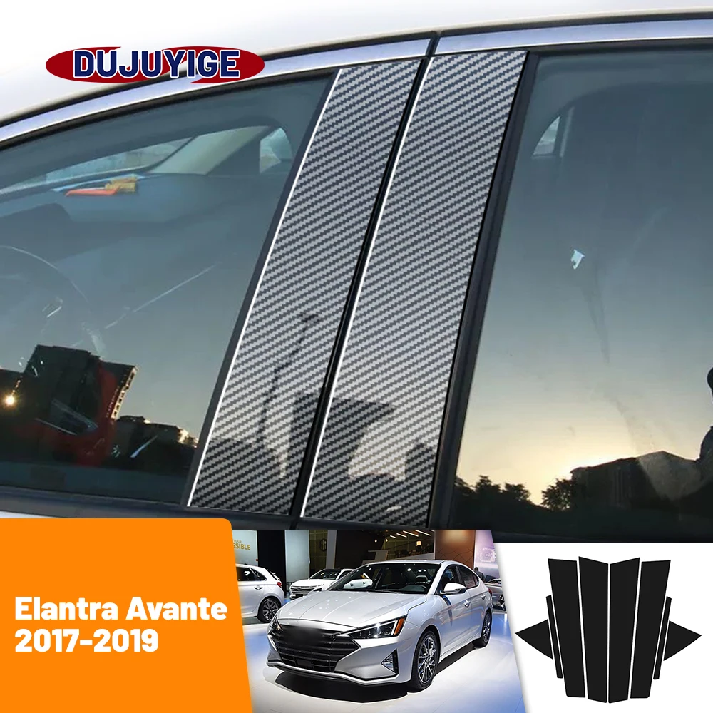 

For Hyundai Elantra Avante 2017-2019 2018 Carbon Fiber Window Door Column Deal B C Pillar Post Cover Trim Sticker