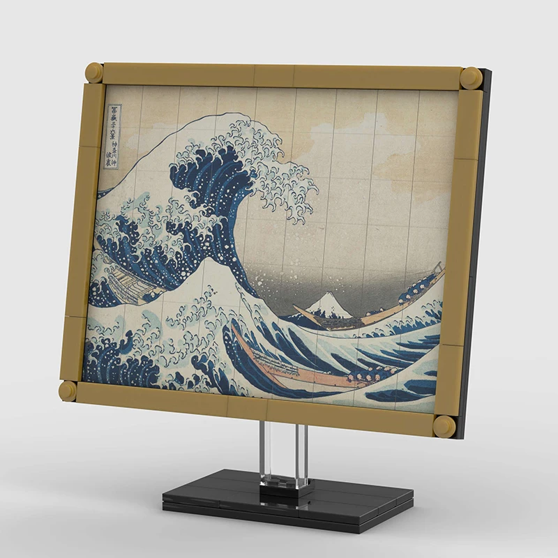 'Kanagawa Wave' Is a DIY Puzzle Made of Building Blocks. It Is Suitable for Use as a Decoration on the Desk or in the Office.