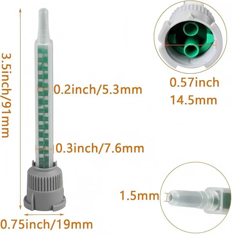 20 pces/50 pces bocal de mistura de adesivo epóxi bocal de mistura estática mb6-16 tubo de mistura (1:1 relação) para pistola de cola ab misturador líquido