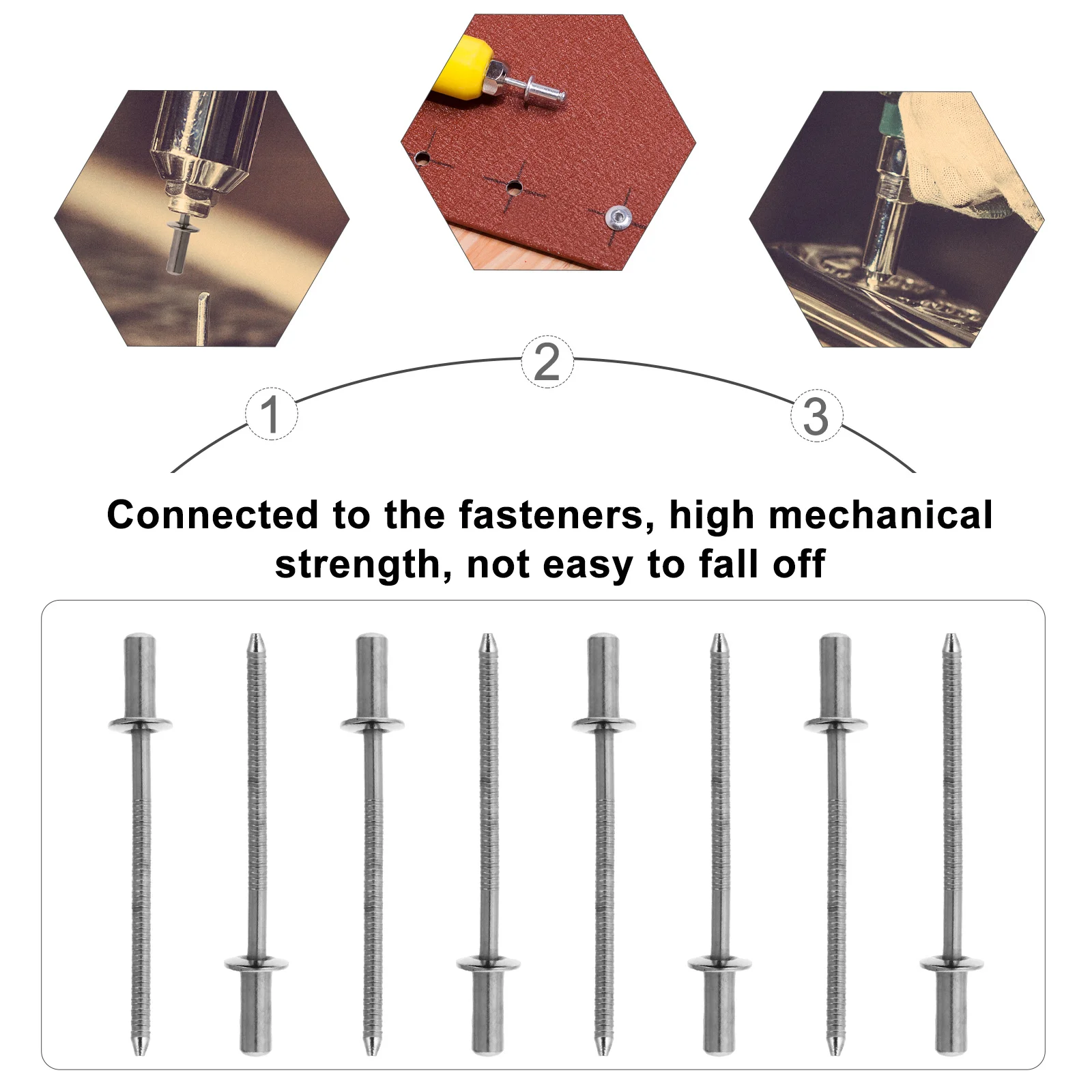 

50Pcs Stainless Steel Flat Head Rivets Durable DIY Fastening Tool High Mechanical Strength Flat Round Head Rivets for Furniture